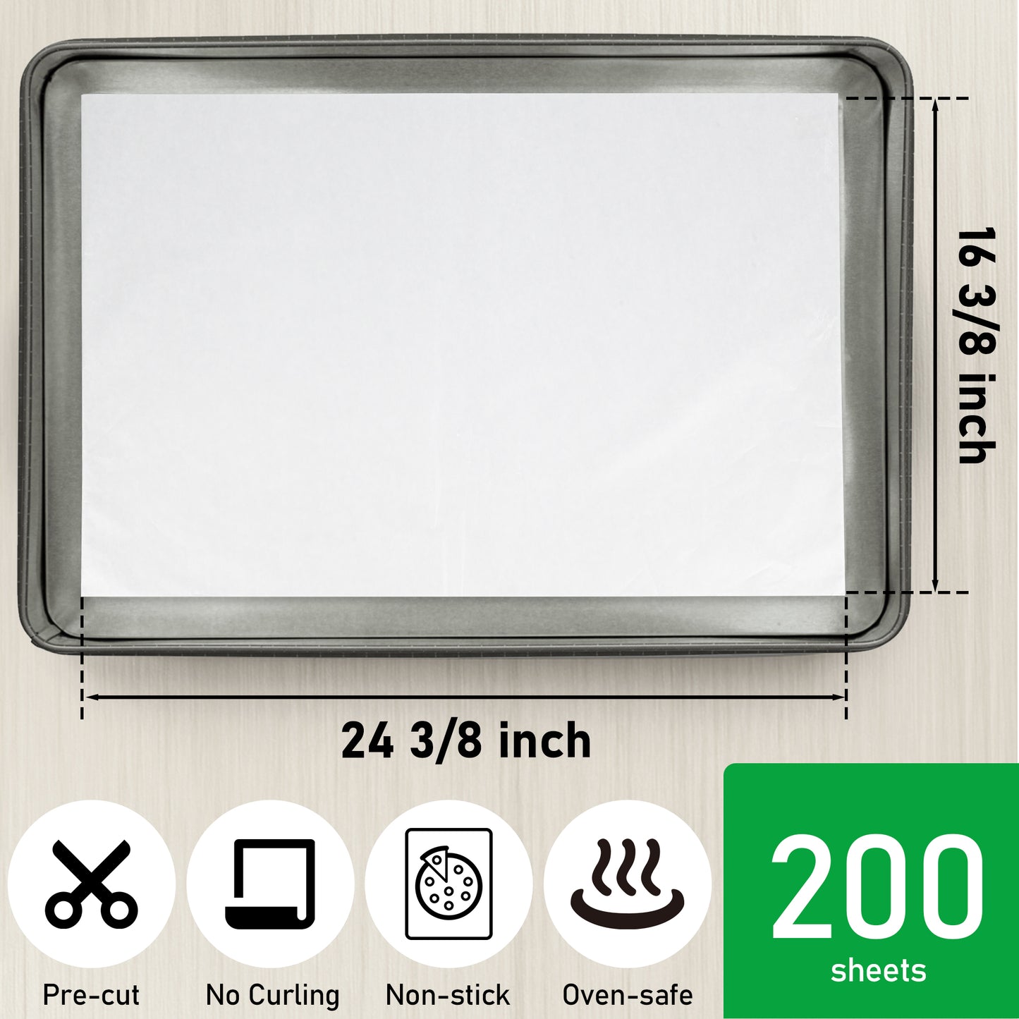 EcoDispose 16-3/8" x 24-3/8" White Non-Stick Precut Parchment Paper Baking Sheets Full Pan liner for Bake