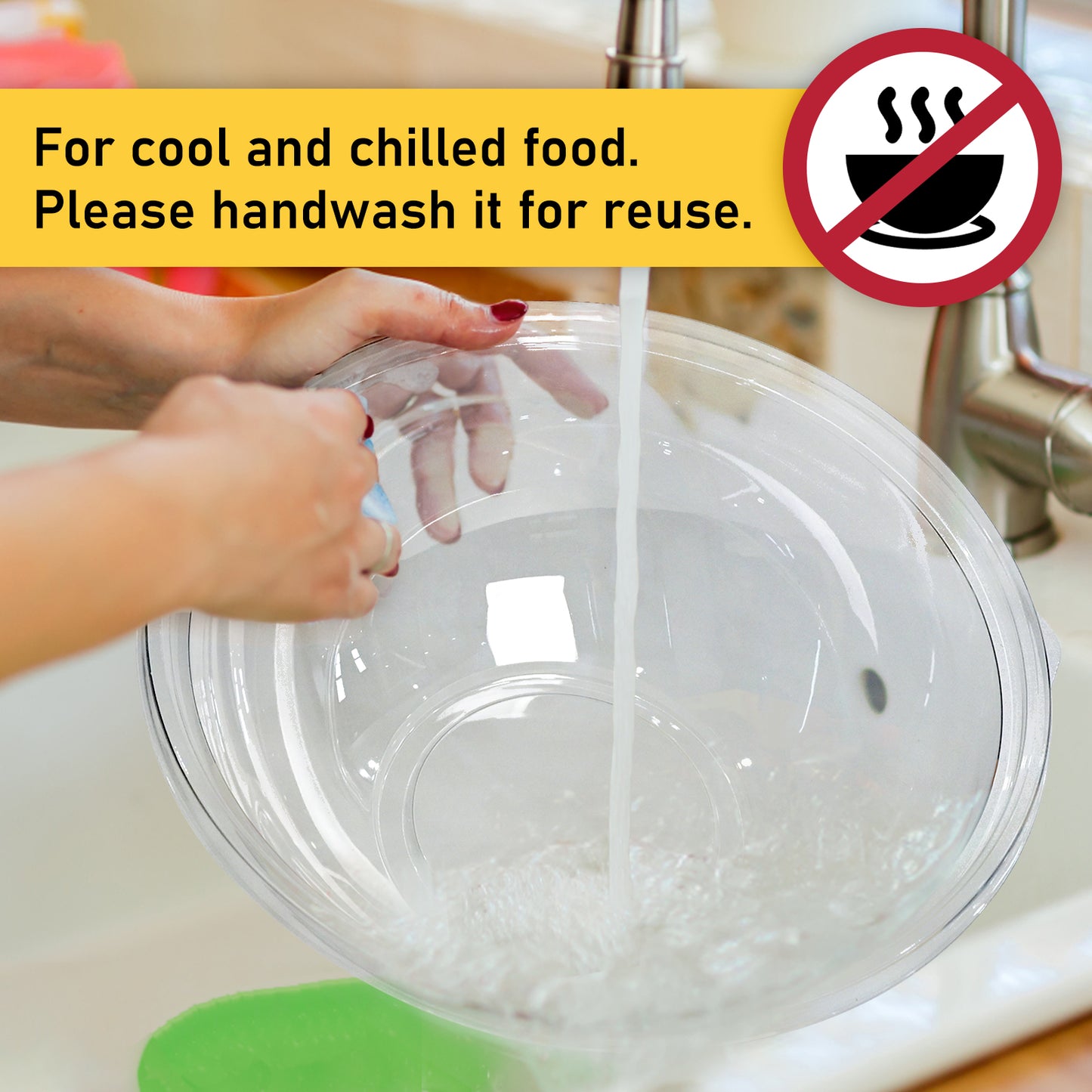 EcoDispose Clear Plastic Serving Salad Bowl Sets, 160 Oz 16PCS in 4 SETS - Round Large Disposable Bowls