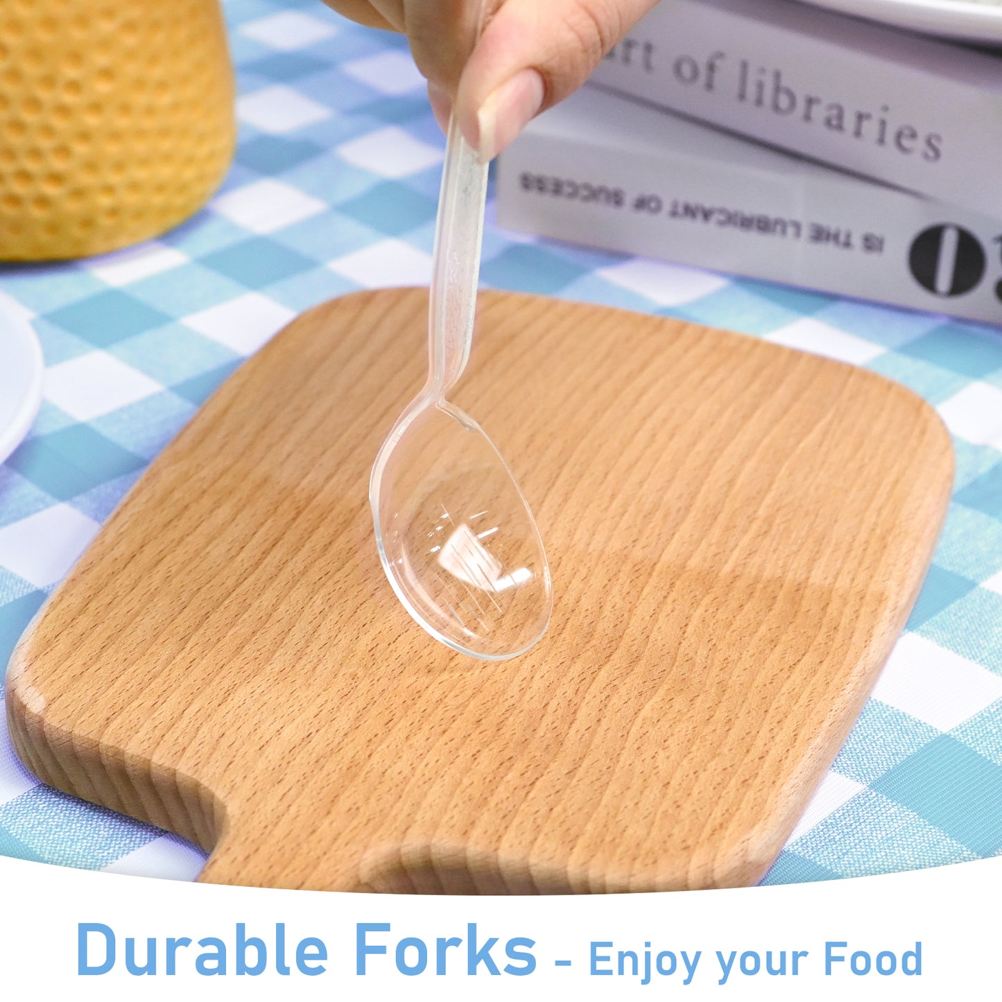 Ecodispose 100 Count Disposable Clear Plastic Spoons Heat Resistant and BPA Free, Heavy Duty Durable Disposable Cutlery for Party Event Supply