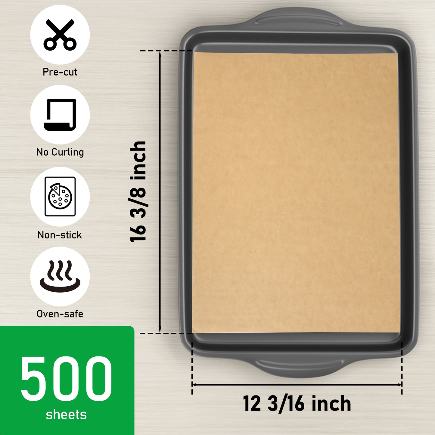 EcoDispose 12-3/16" x 16-3/8" Unbleached Non-Stick Precut Parchment Paper Baking Sheets Half Pan liner for Bake