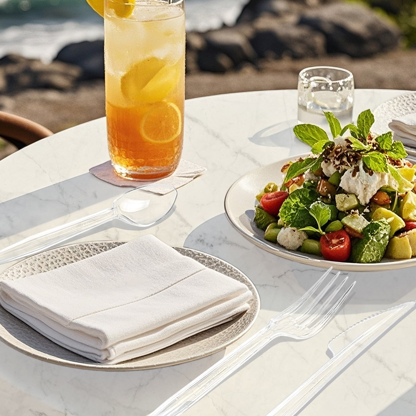 EcoDispose 350 Count Plastic Silverware, Heavy Duty Plastic 200 Forks. 100 Spoons, 50 Knives Disposable Utensils Cutlery Set for Party Supplies