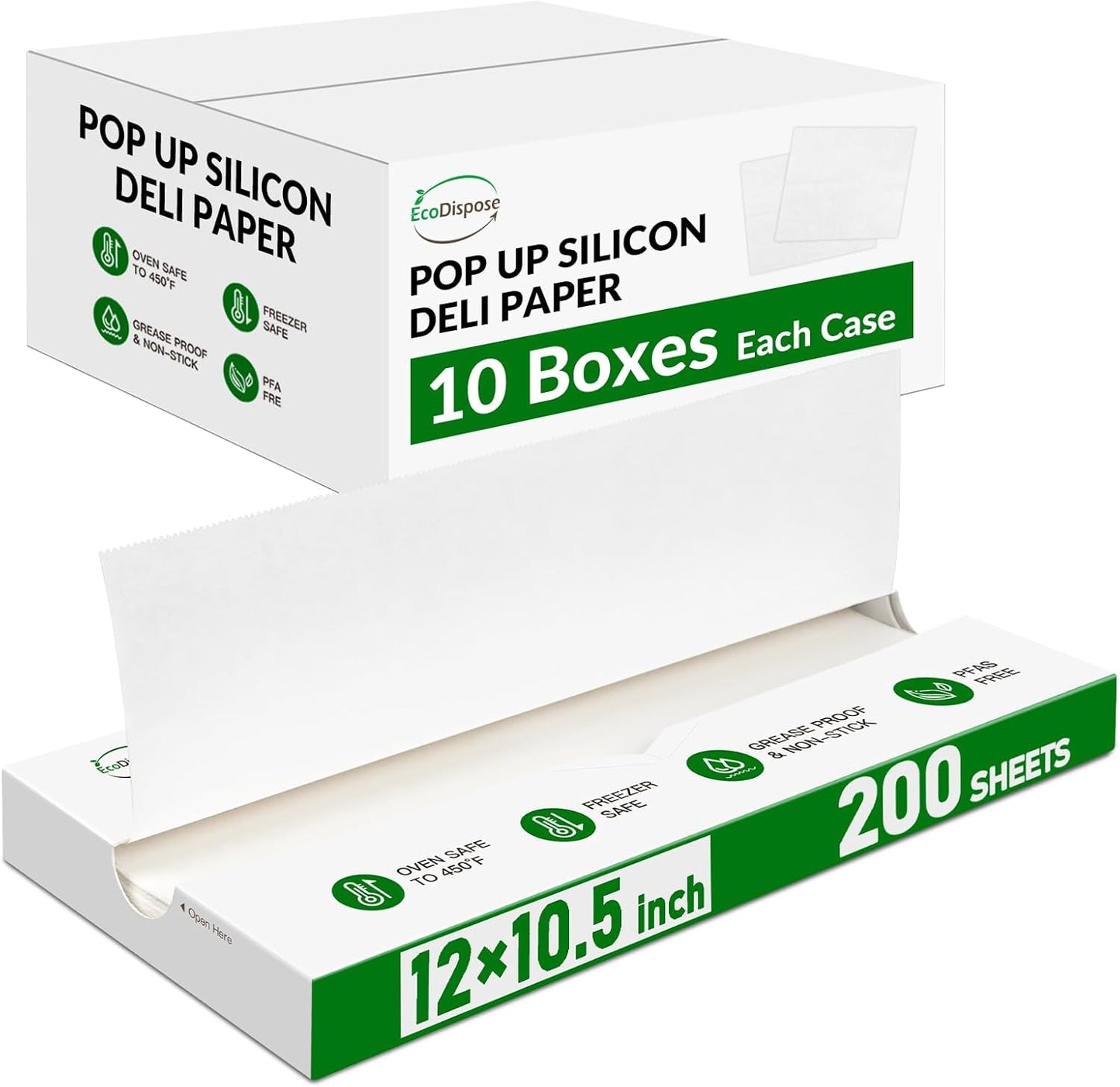 EcoDispose White Precut POP UP Deli Paper Sheet Pack of 200, Interfolded Heavy Paper for Food Wrap and Serving