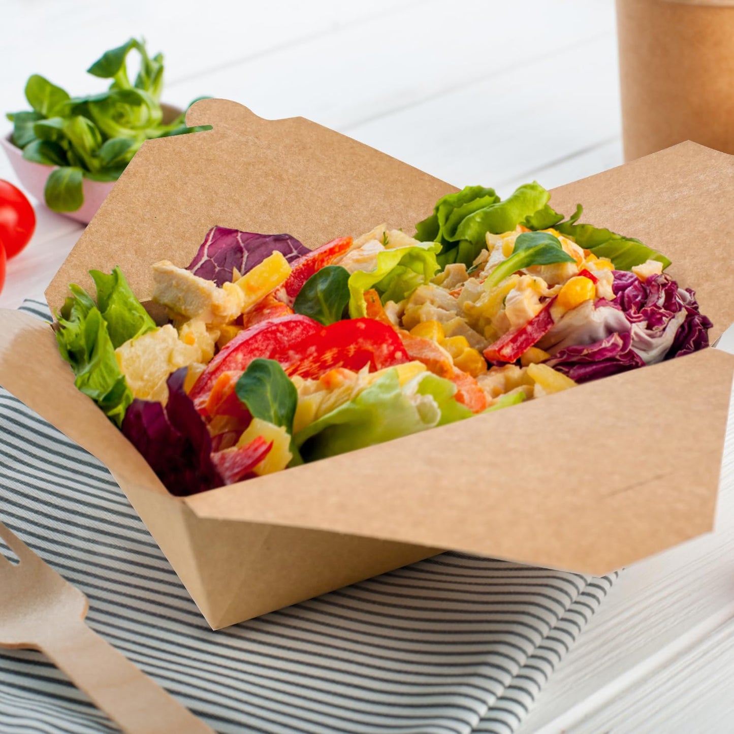 EcoDispose #3 71 oz Kraft Paper Fold To Go Containers, Microwaveable Leak and Grease Proof Take Out Boxes for Lunch,Leftover and Restaurant