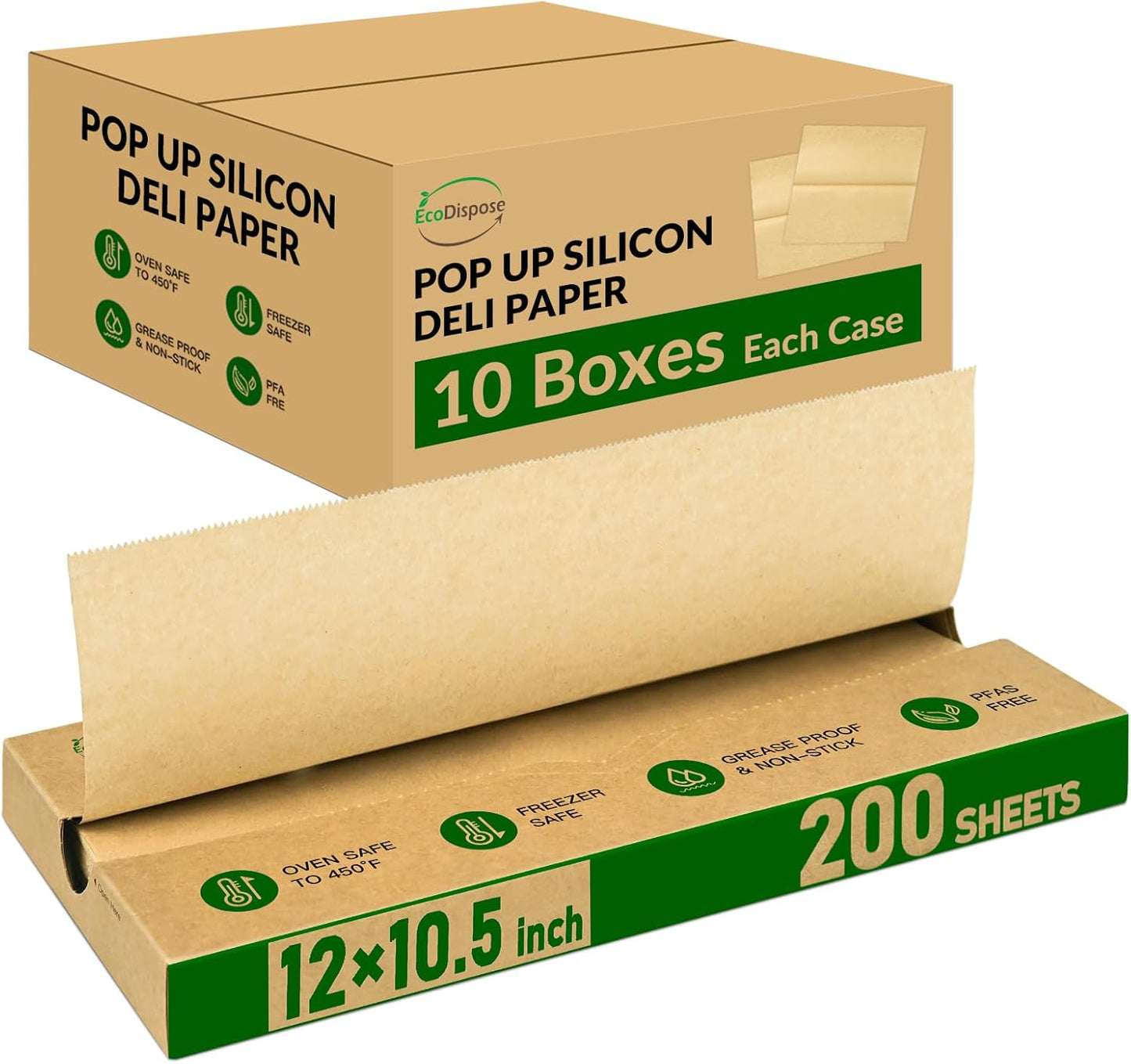 EcoDispose Precut POP UP Deli Paper Sheet Pack of 200, Interfolded Heavy Paper for Food Wrap and Serving