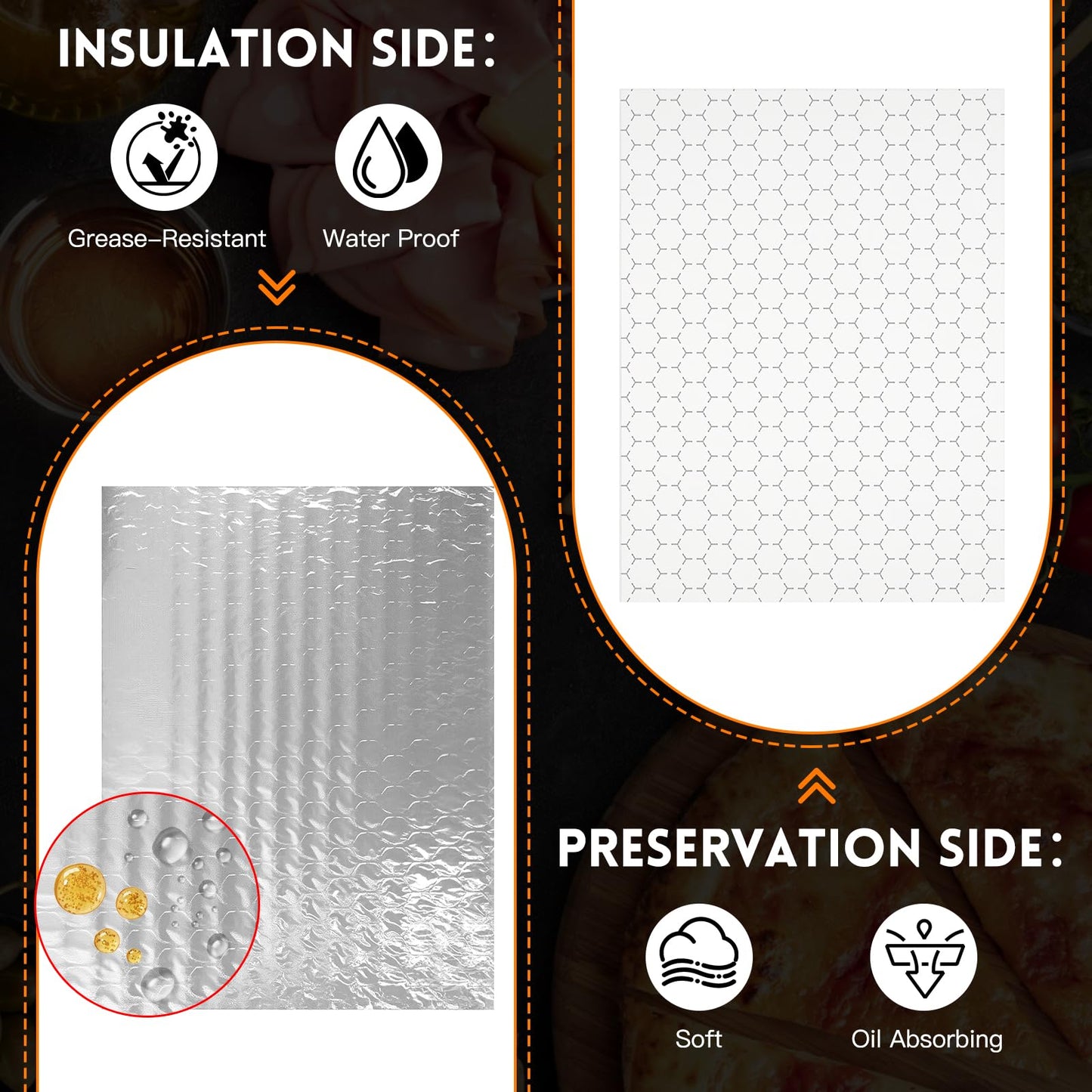 EcoDispose 10-1/2” x 14” Pre-Cut Insulated Foil Sandwich Wrap Sheets Grease-Resistant for Hot Food