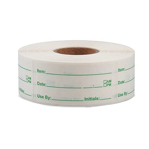 EcoDispose 500 Stickers Use by 1 x 2 Inch Dissolvable Food Storage Labels for Containers Prep roll of 500