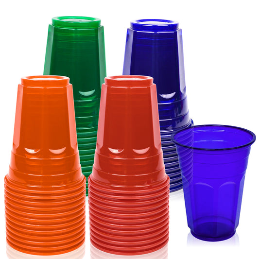 EcoDispose 16 Oz Plastic Cups, 4 Colours Assorted 48 Count Spill Proof Reusable Cups, BPA-Free, Perfect for Party
