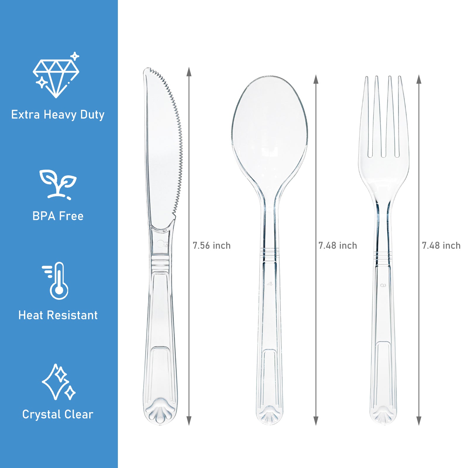 Ecodispose 72 Pcs Extra Heavy Duty Plastic Silverware Set, Disposable Utensils includes 24 Knives, 24 Forks and 24 Spoons