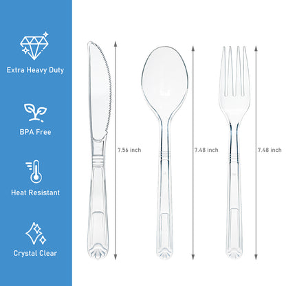 Ecodispose 72 Pcs Extra Heavy Duty Plastic Silverware Set, Disposable Utensils includes 24 Knives, 24 Forks and 24 Spoons