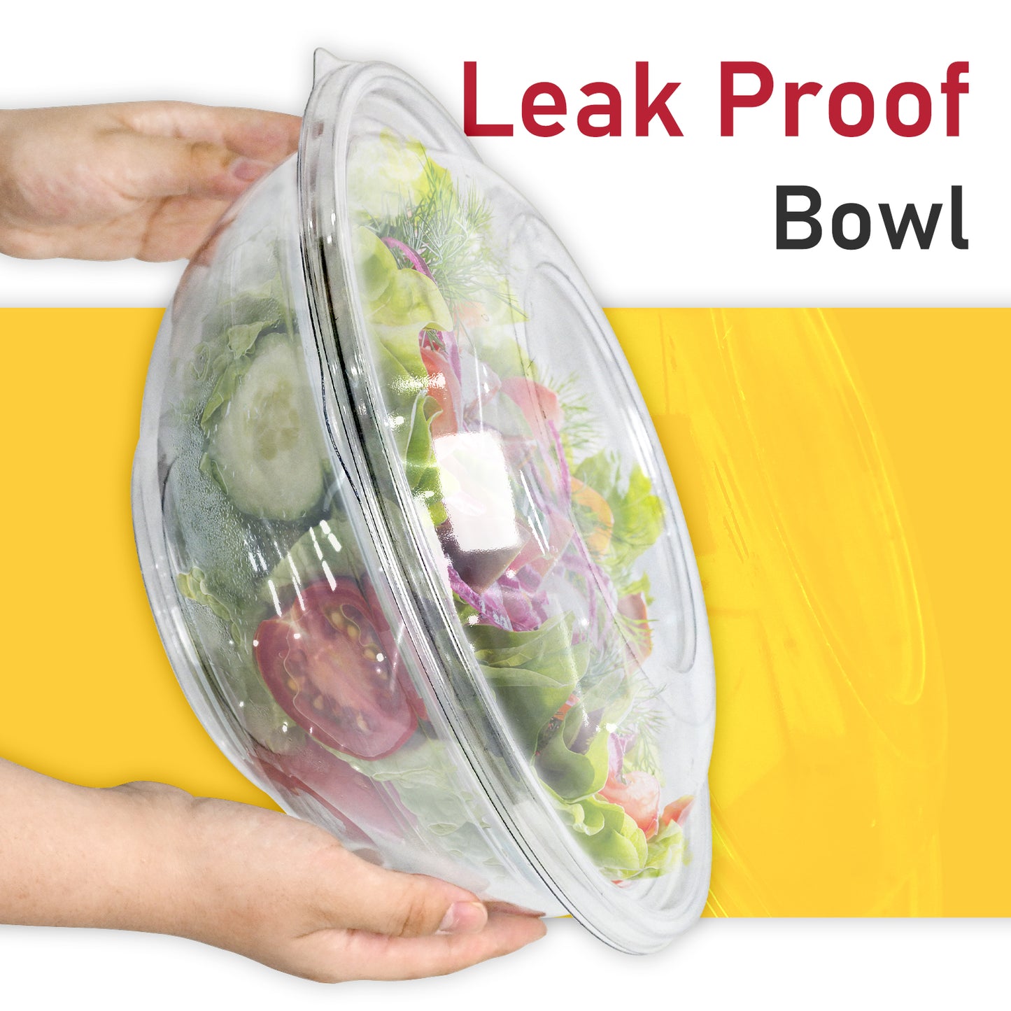 EcoDispose　Clear Plastic Serving Salad Bowl Sets, 160 Oz 16PCS in 4 SETS - Round Large Disposable Bowls