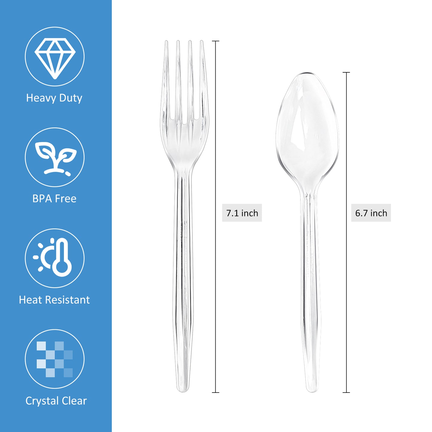 EcoDispose 100 Count Plastic Silverware, Heavy Duty Plastic 50 Forks & 50 Spoons Disposable Utensils Cutlery Set for Party Supplies
