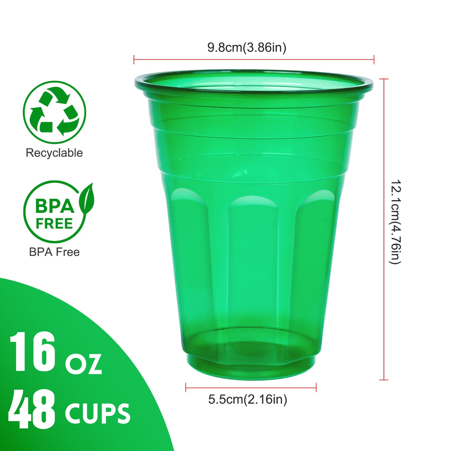 EcoDispose 16 Oz Plastic Cups, 4 Colours Assorted 48 Count Spill Proof Reusable Cups, BPA-Free, Perfect for Party