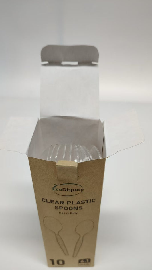 EcoDispose Clear Cyrstal Plastic Disposable Spoons 10 count