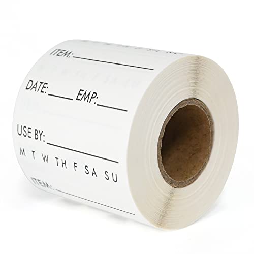 EcoDispose Dissolvable Food Labels 2 x 2 Inch Shelf Life for Containers Use by Roll of 250 Labels