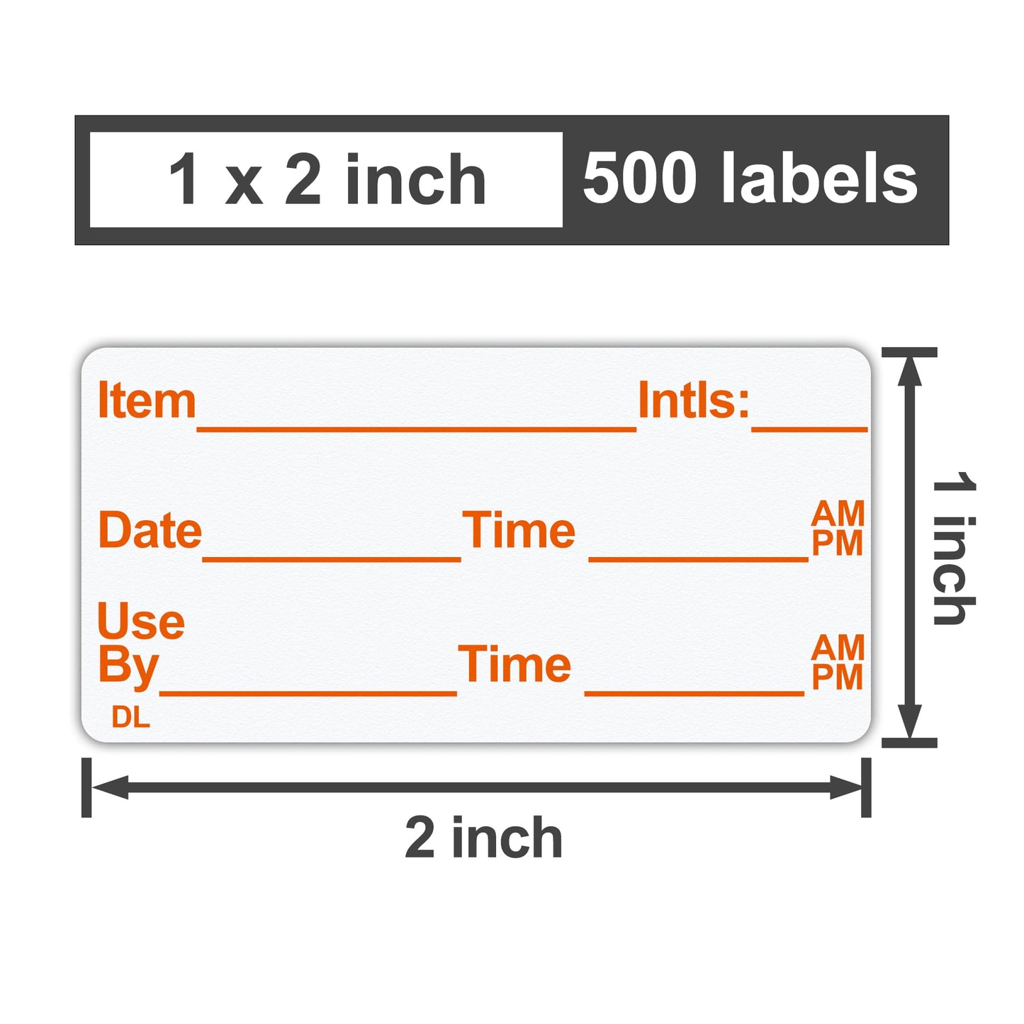 EcoDispose 500 Stickers Use by 1 x 2 Inch Dissolvable Food Storage Labels for Containers Prep roll of 500