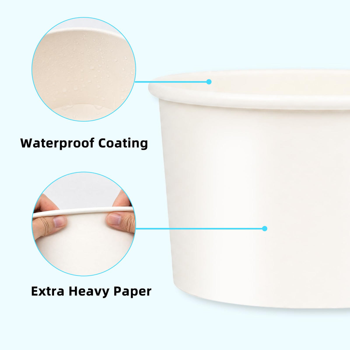 75 Pack 6 oz Paper Ice Cream Cups with Lids, Dessert Bowls Hot or Cold Food, Leak-Resistant To Go Containers for Soup, Sundae, Disposable Snack Bowls for Birthday, Wedding