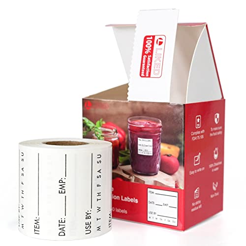 EcoDispose Dissolvable Food Labels 2 x 2 Inch Shelf Life for Containers Use by Roll of 250 Labels