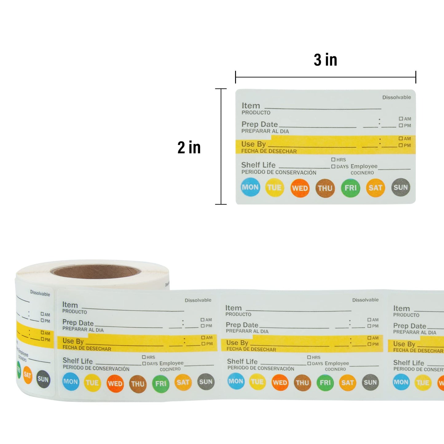 EcoDispose Dissolvable Label Shelf Life for Food Rotation Use by Stickers 2 x 3 Inch Roll of Labels (250 Labels/Roll)