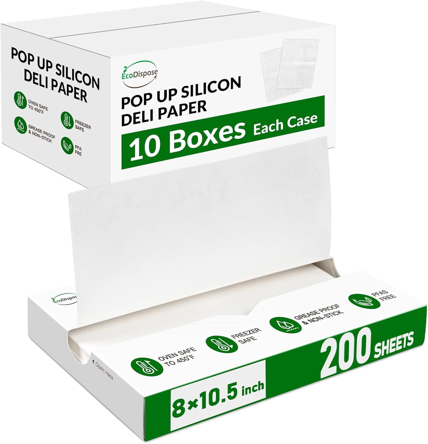 EcoDispose White Precut POP UP Deli Paper Sheet Pack of 200, Interfolded Heavy Paper for Food Wrap and Serving
