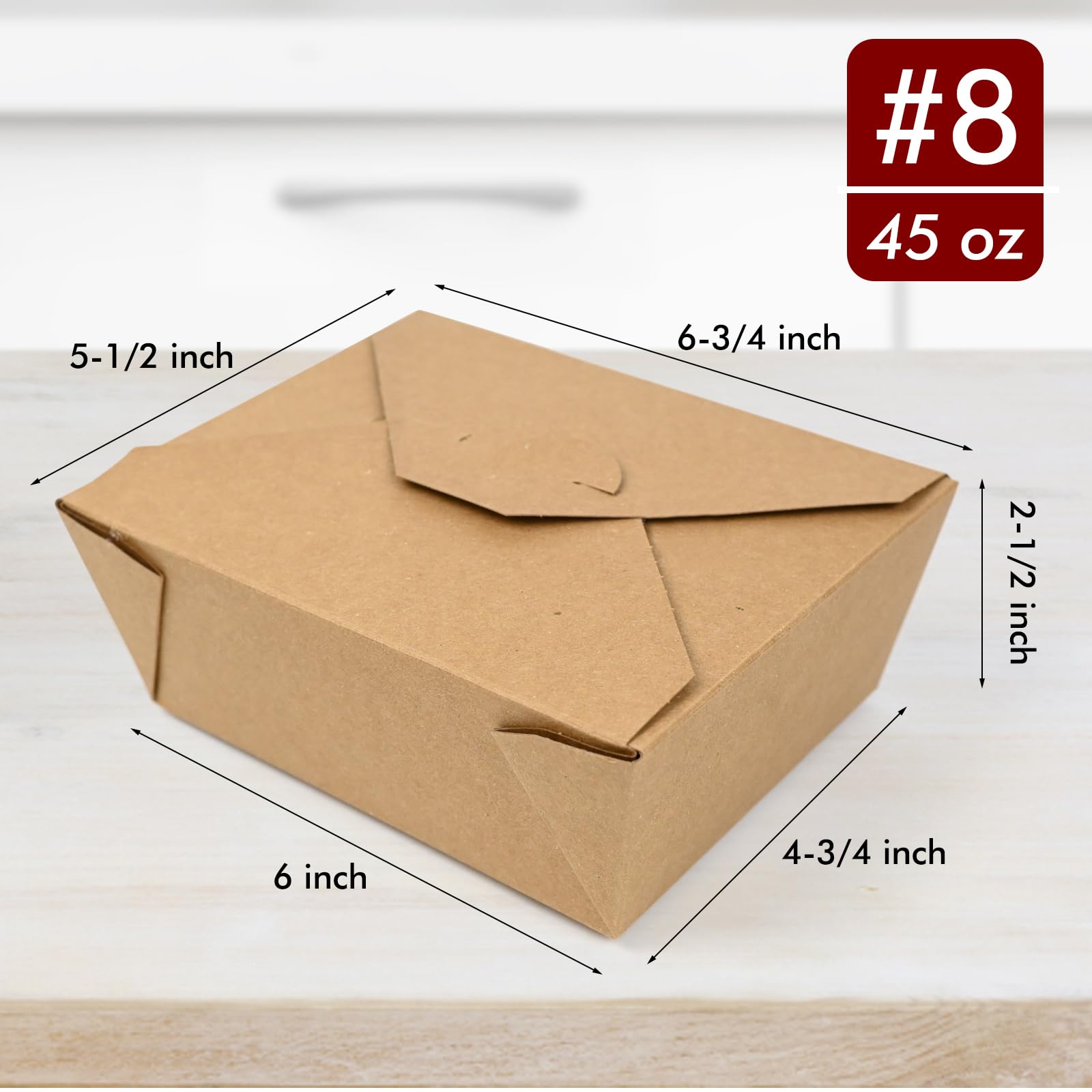 EcoDispose 45 oz Kraft Paper Fold To Go Containers, Microwaveable Leak and Grease Proof Take Out Boxes for Lunch,Leftover and Restaurant