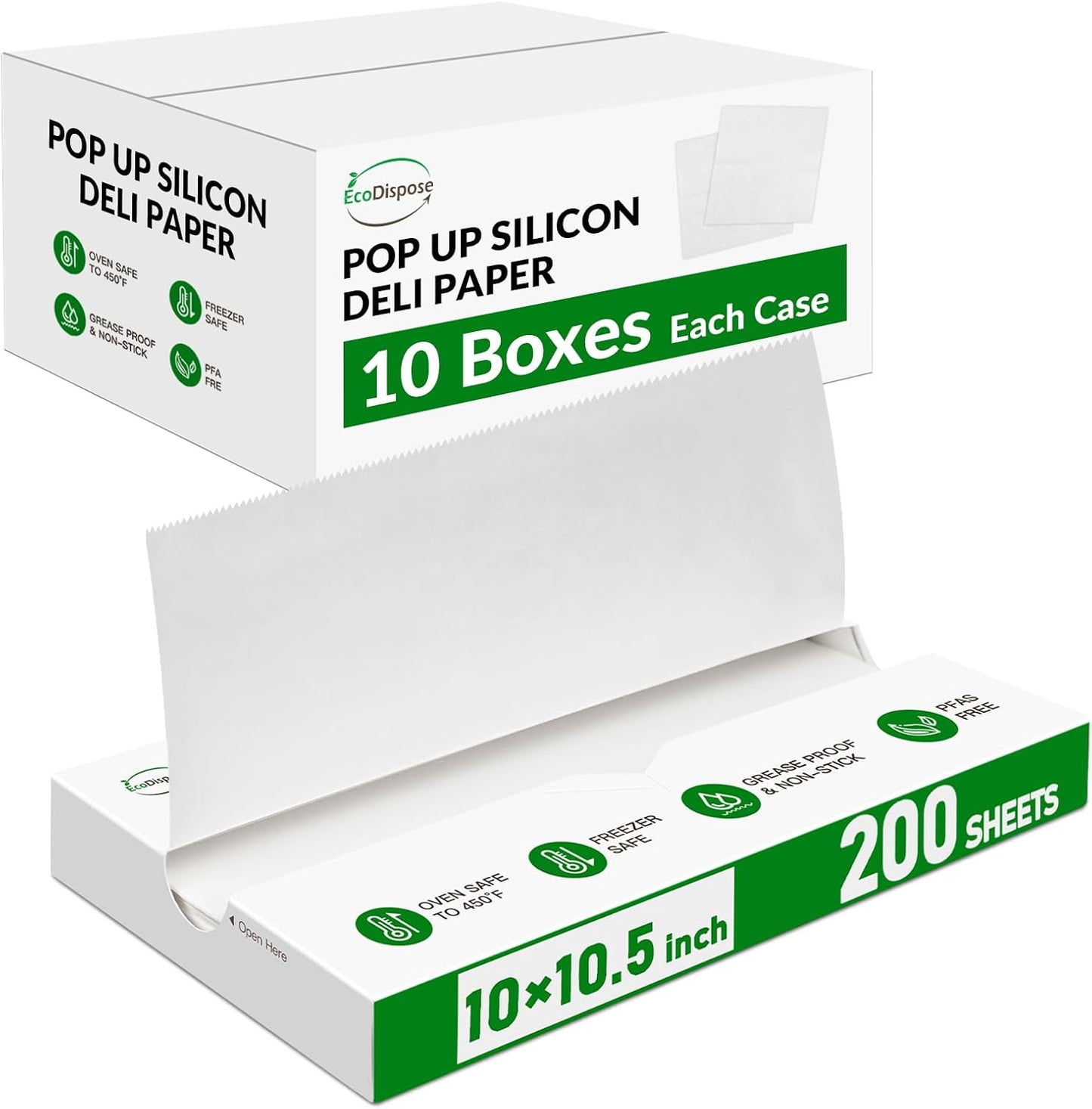 EcoDispose White Precut POP UP Deli Paper Sheet Pack of 200, Interfolded Heavy Paper for Food Wrap and Serving