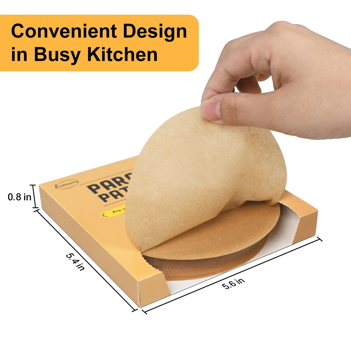 EcoDispose  5 Inch Round Non-Stick Kraft Hamburger Patty Paper
