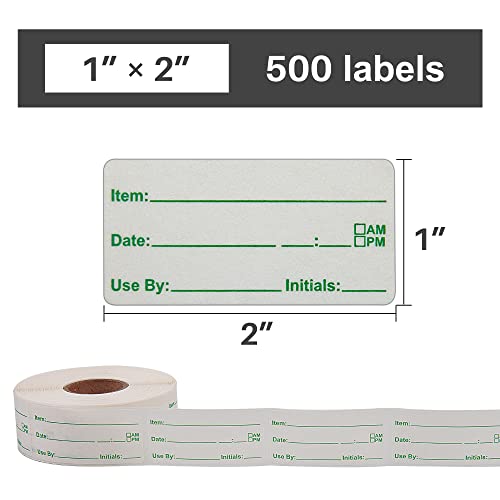 EcoDispose 500 Stickers Use by 1 x 2 Inch Dissolvable Food Storage Labels for Containers Prep roll of 500