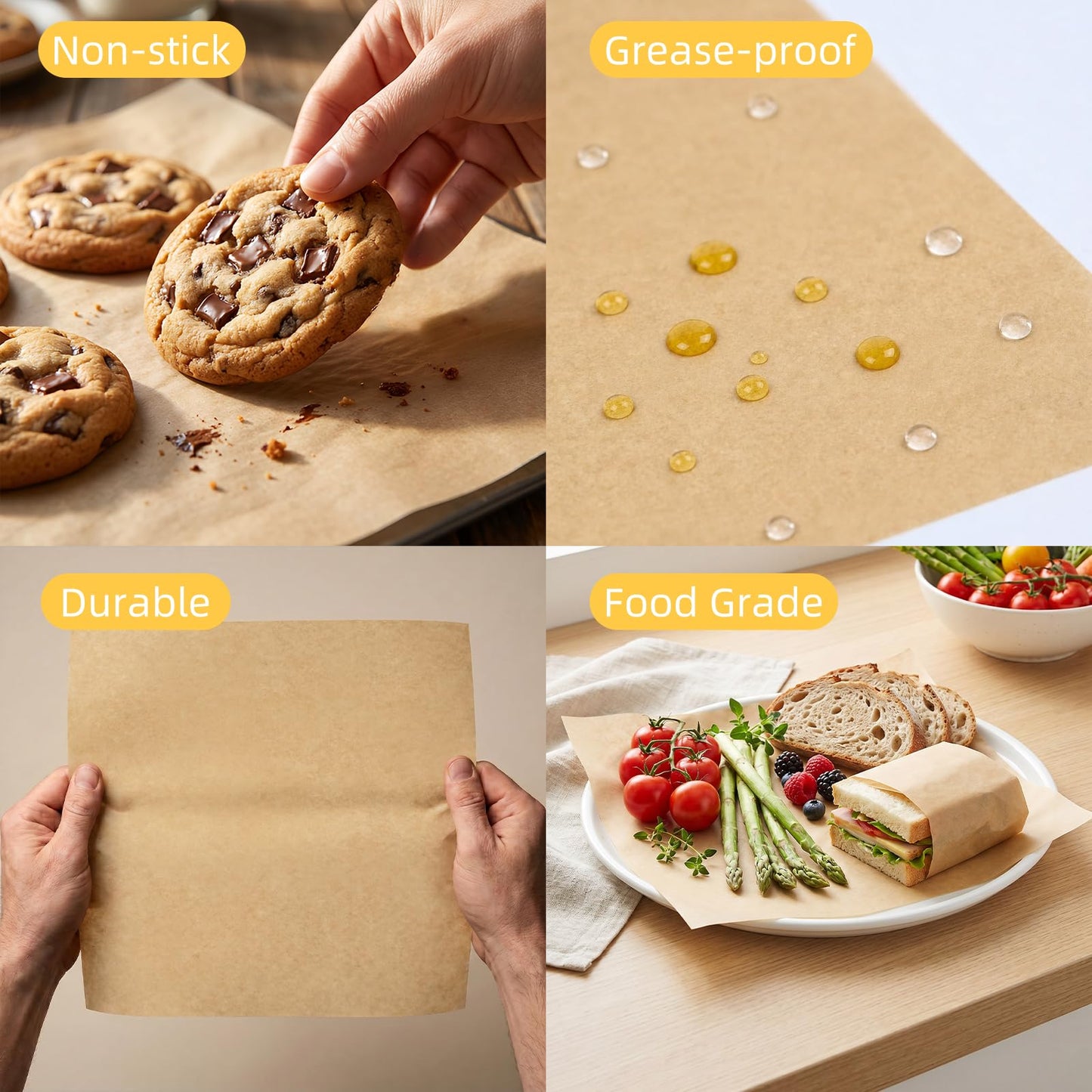 EcoDispose 12"x12" Grease Resistant Non-Stick Deli Parchment Paper