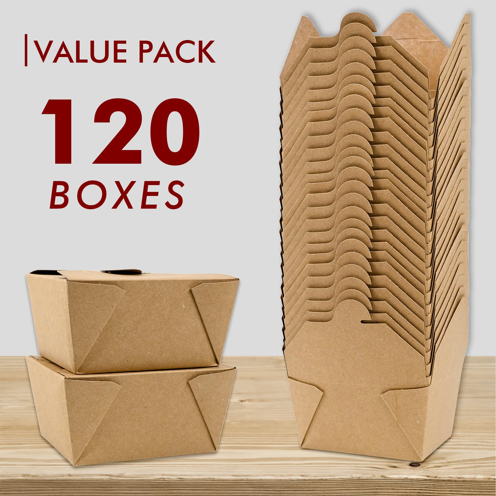 EcoDispose 30 oz Kraft Paper Fold To Go Containers, Microwaveable Leak and Grease Proof Take Out Boxes for Lunch,Leftover and Restaurant