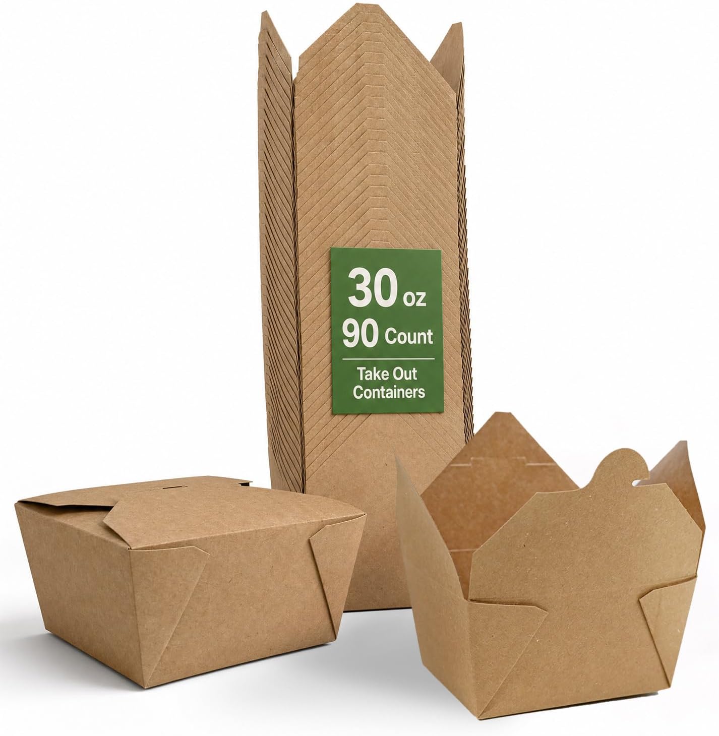 EcoDispose 30 oz Kraft Paper Fold To Go Containers, Microwaveable Leak and Grease Proof Take Out Boxes for Lunch,Leftover and Restaurant