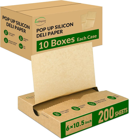 EcoDispose Precut POP UP Deli Paper Sheet Pack of 200, Interfolded Heavy Paper for Food Wrap and Serving
