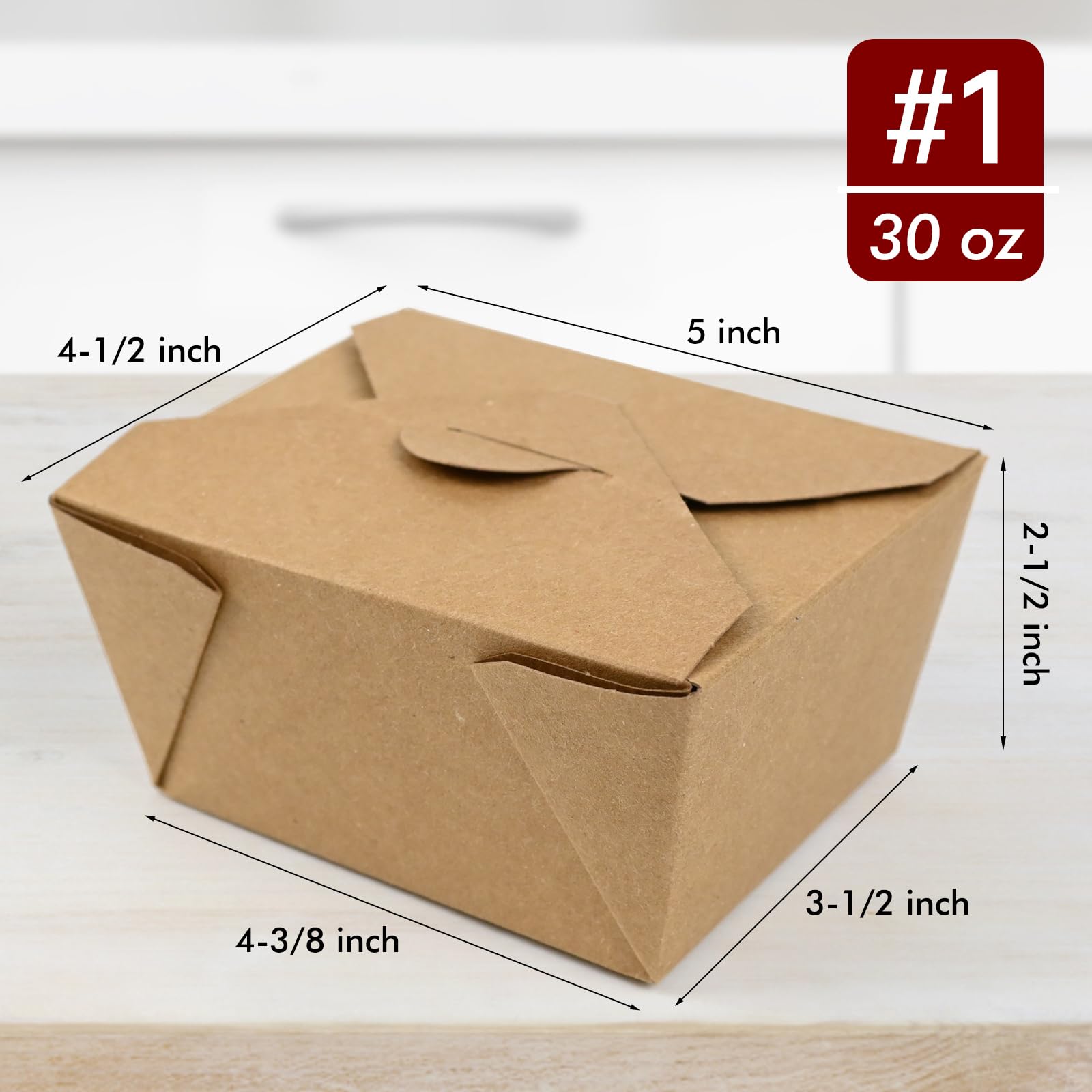 EcoDispose 30 oz Kraft Paper Fold To Go Containers, Microwaveable Leak and Grease Proof Take Out Boxes for Lunch,Leftover and Restaurant