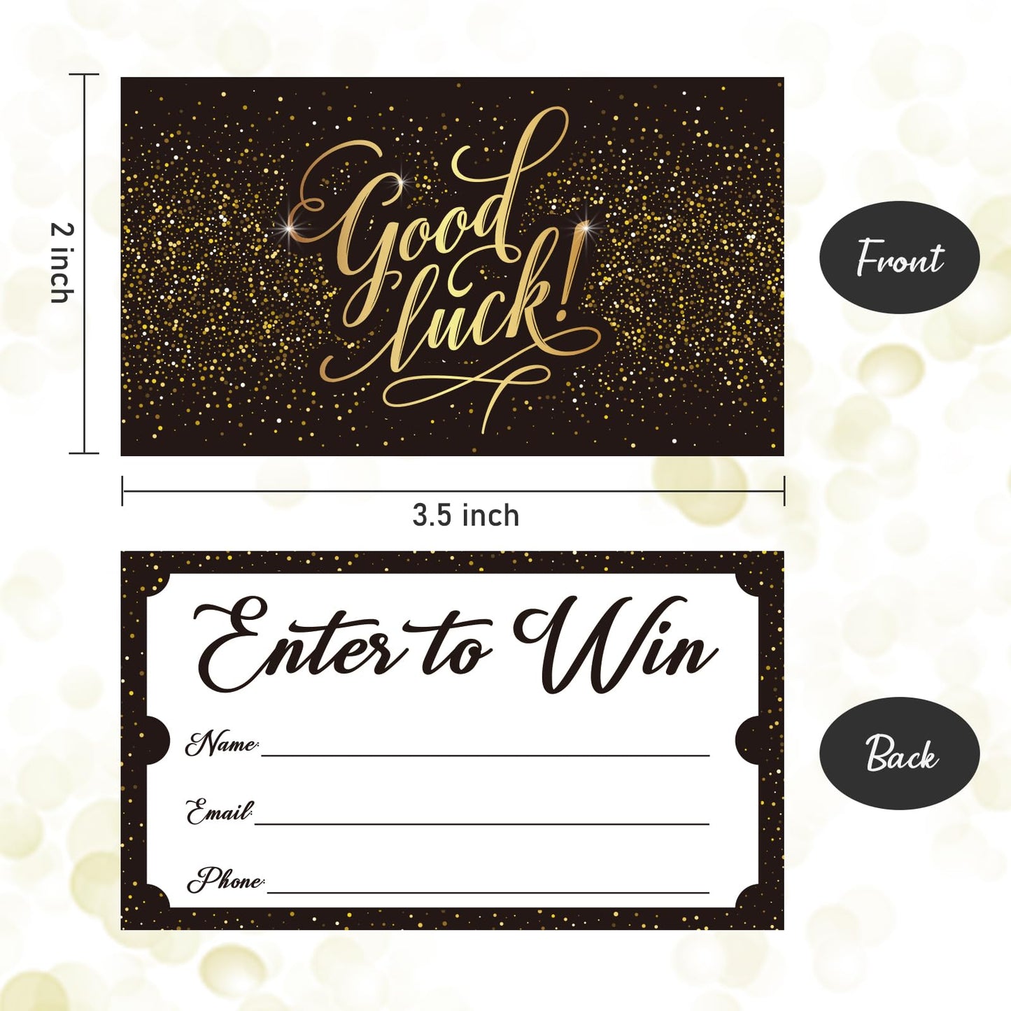 EcoDispose Enter to Win Cards 3.5"x2" Black and Kraft Paper Entry Form Raffle Tickets for Events Contest,Carnivals,Fairs,Ballots and More With Space for Collect Name Email Phone