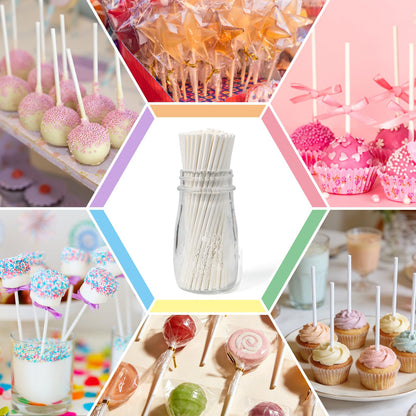 EcoDispose Paper Lollipop Sticks，Paper Sucker Sticks for Cupcake Toppers,Homemade Candy,Chocolate