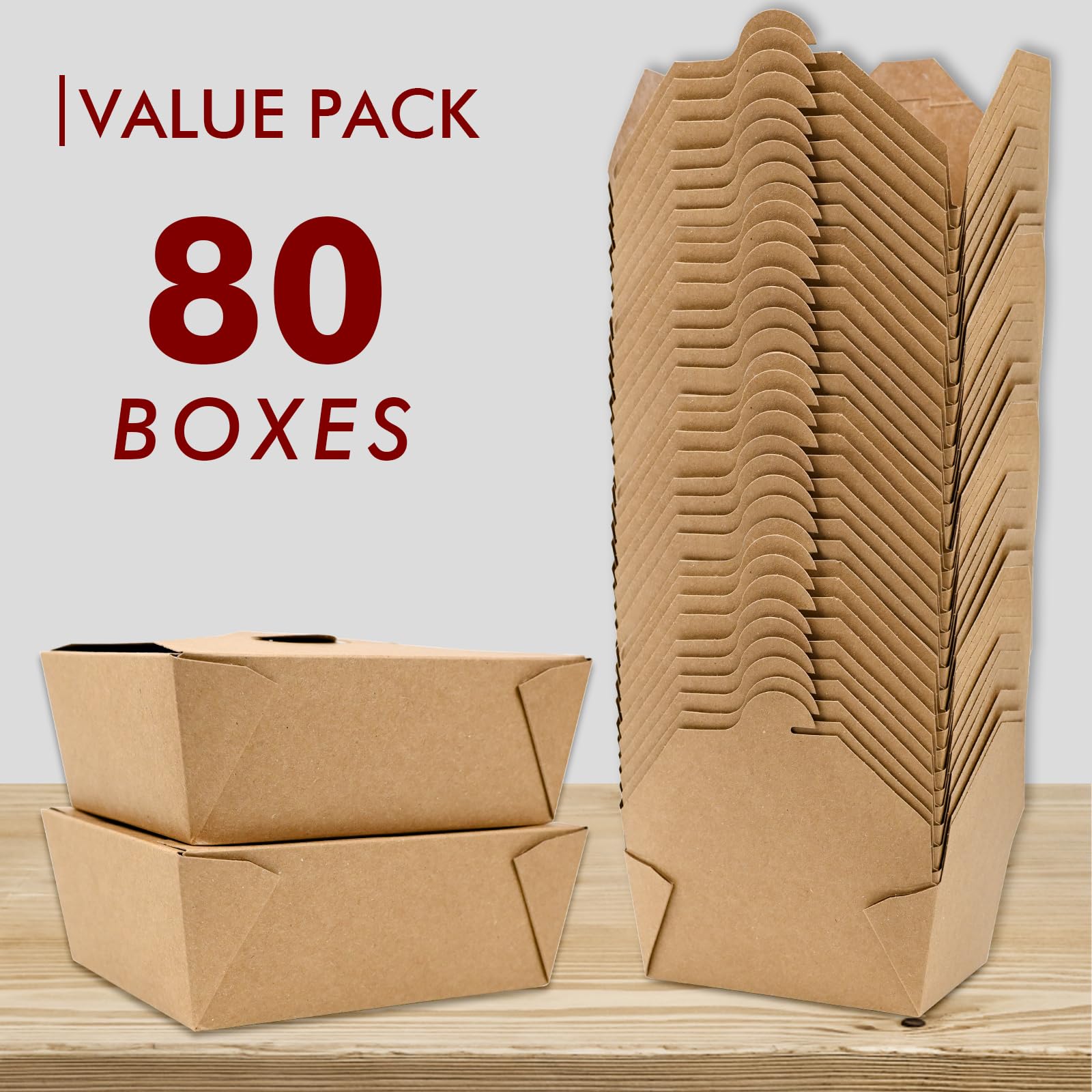 EcoDispose 45 oz Kraft Paper Fold To Go Containers, Microwaveable Leak and Grease Proof Take Out Boxes for Lunch,Leftover and Restaurant