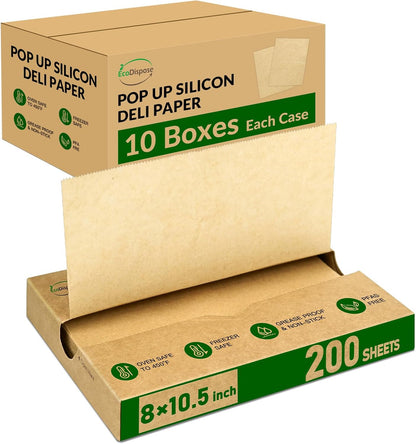 EcoDispose Precut POP UP Deli Paper Sheet Pack of 200, Interfolded Heavy Paper for Food Wrap and Serving