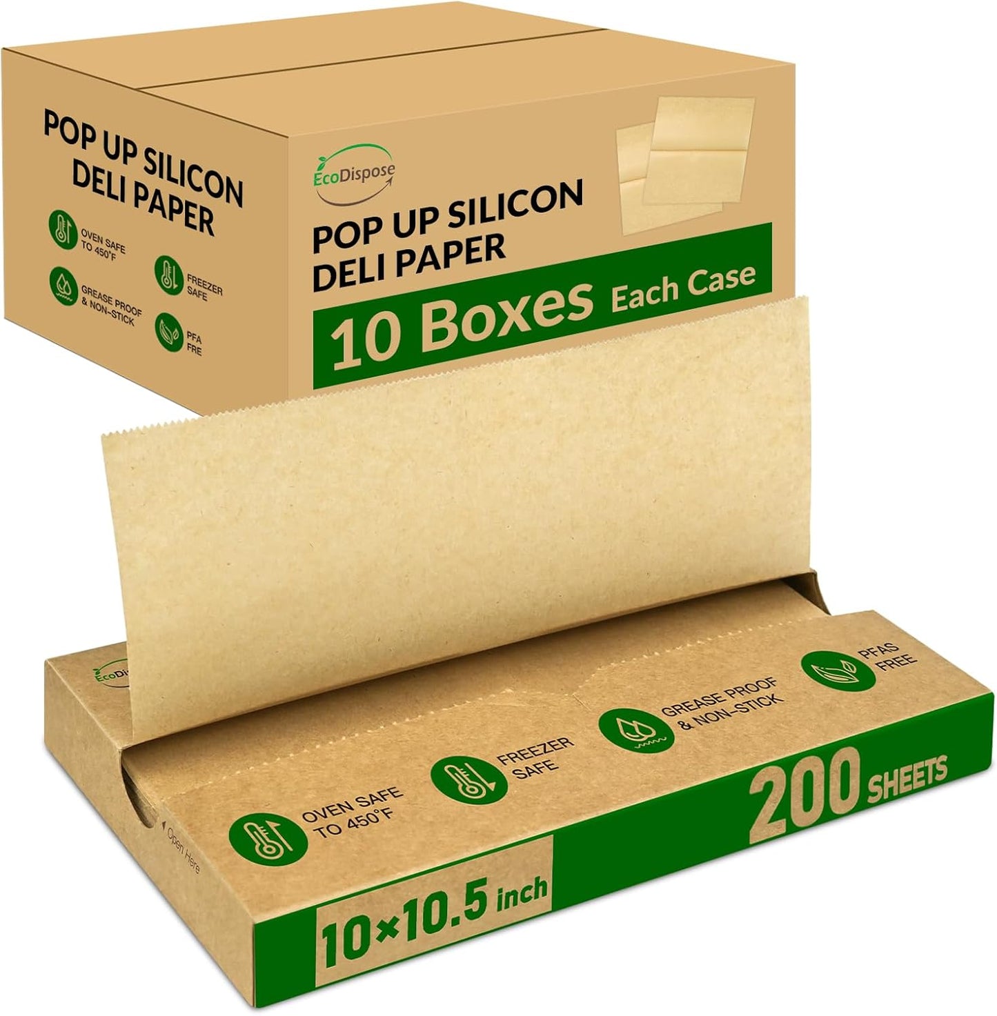EcoDispose Precut POP UP Deli Paper Sheet Pack of 200, Interfolded Heavy Paper for Food Wrap and Serving