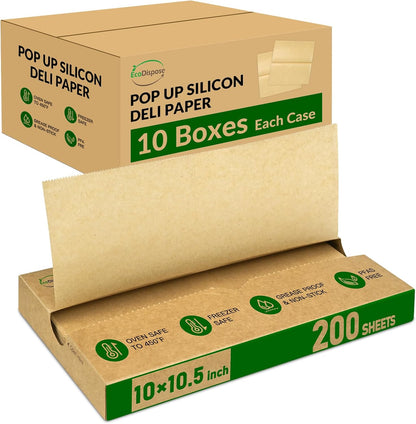 EcoDispose Precut POP UP Deli Paper Sheet Pack of 200, Interfolded Heavy Paper for Food Wrap and Serving