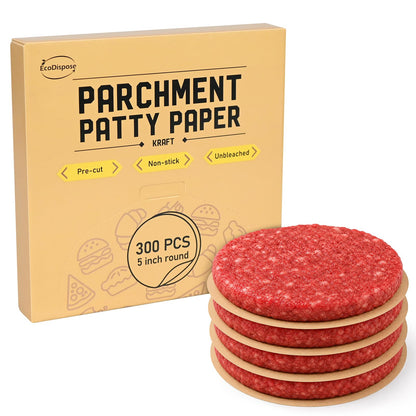 EcoDispose  5 Inch Round Non-Stick Kraft Hamburger Patty Paper