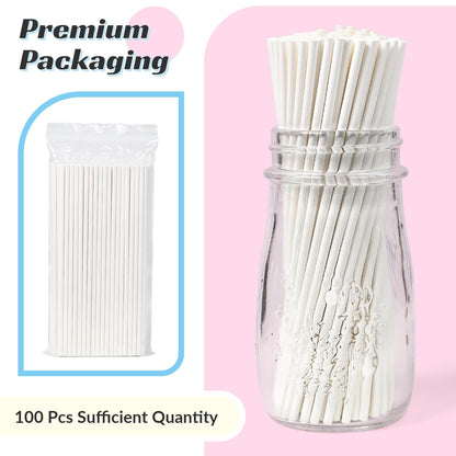 EcoDispose Paper Lollipop Sticks，Paper Sucker Sticks for Cupcake Toppers,Homemade Candy,Chocolate