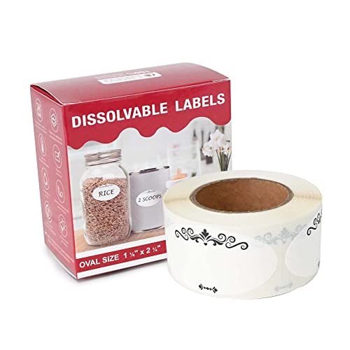 EcoDispose 250 Stickers Dissolvable Food Labels for Containers 1 1/8x2 1/4 (1 Rolls - 250 Labels)