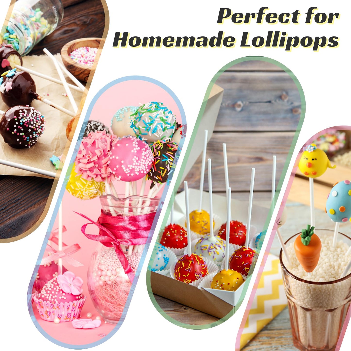 EcoDispose Paper Lollipop Sticks，Paper Sucker Sticks for Cupcake Toppers,Homemade Candy,Chocolate