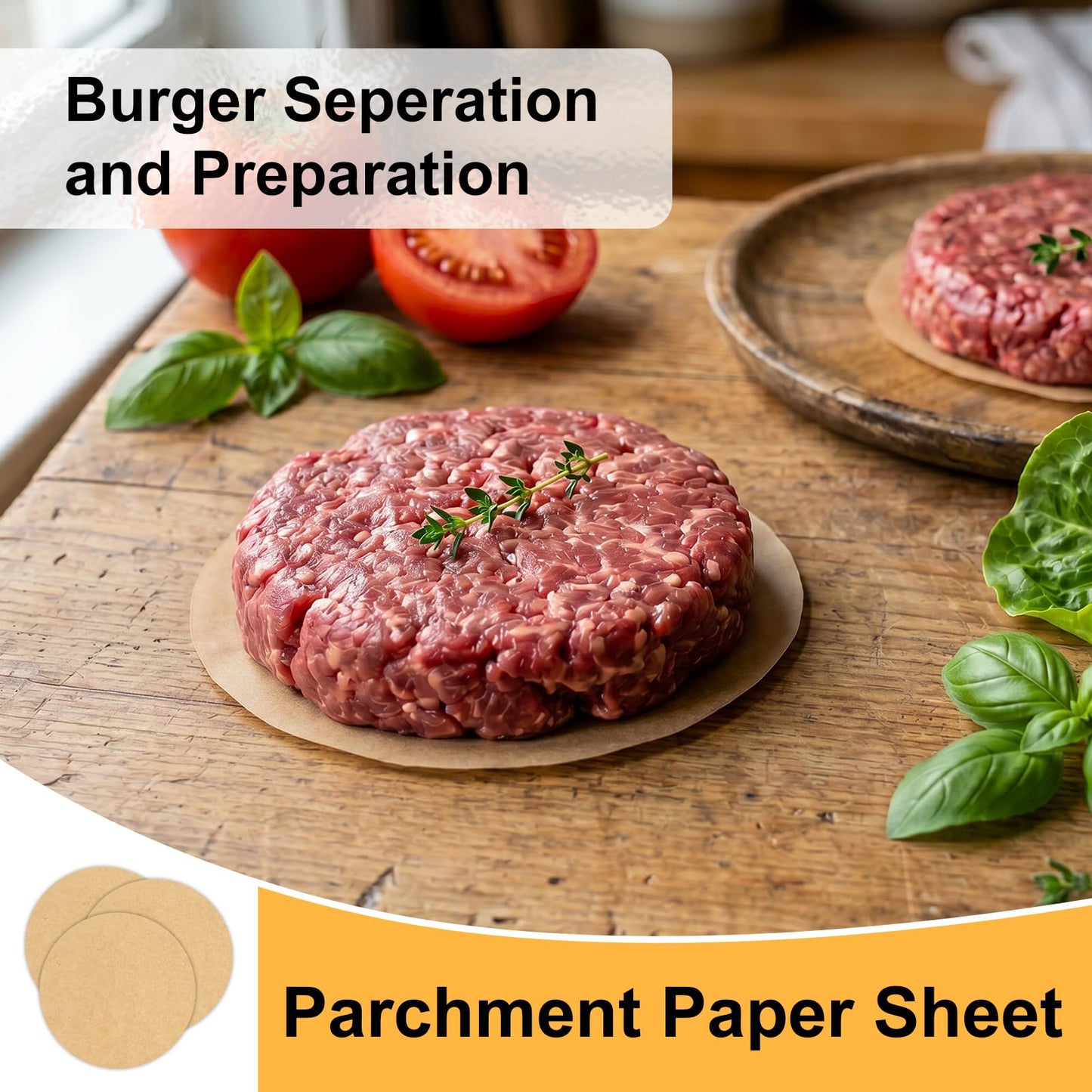 EcoDispose  5 Inch Round Non-Stick Kraft Hamburger Patty Paper