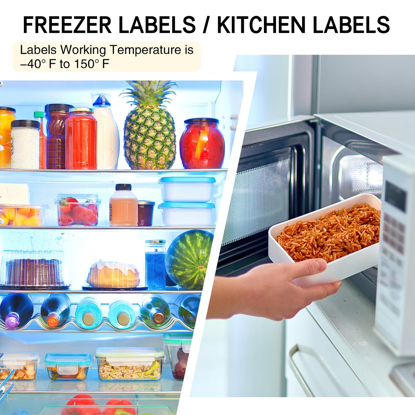 EcoDispose Dissolvable Food Labels 8.5" x 11" Printable Sticker Paper for Laser & Inkjet Printers Full Sheets and 1" X 2-5/8" Sticket Labels,Freezer Labels-25 Sheets