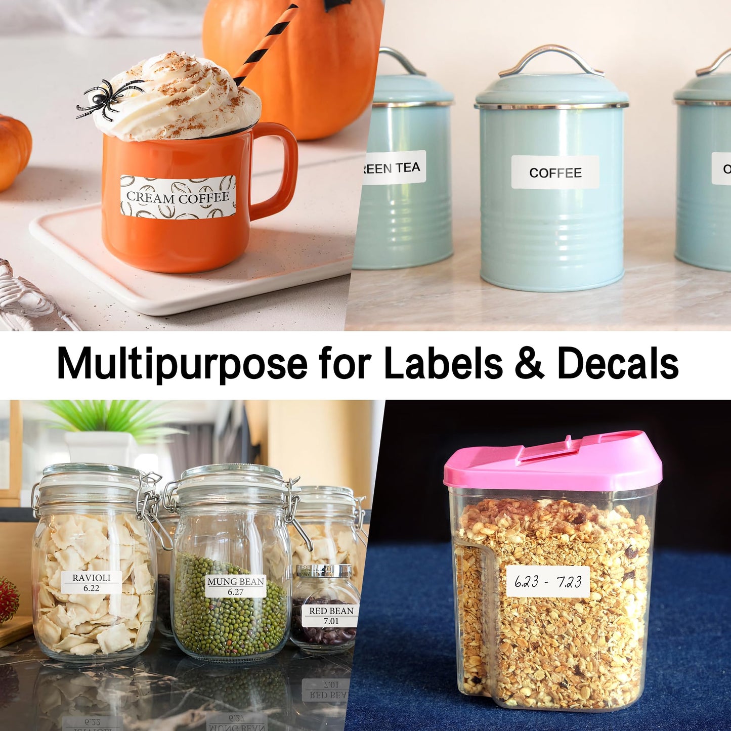 EcoDispose Dissolvable Food Labels 8.5" x 11" Printable Sticker Paper for Laser & Inkjet Printers Full Sheets and 1" X 2-5/8" Sticket Labels,Freezer Labels-25 Sheets