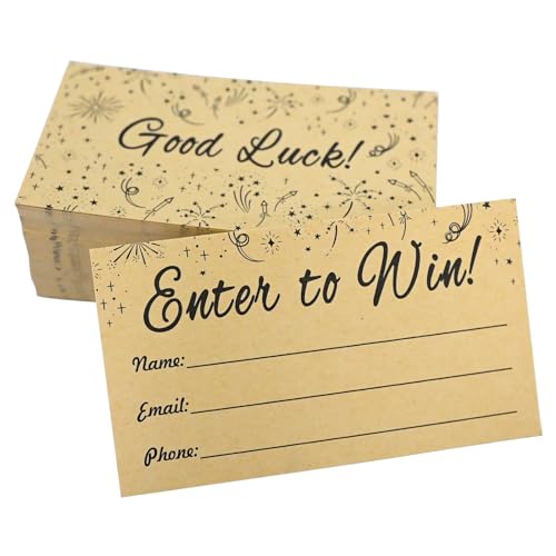 EcoDispose Enter to Win Cards 3.5"x2" Black and Kraft Paper Entry Form Raffle Tickets for Events Contest,Carnivals,Fairs,Ballots and More With Space for Collect Name Email Phone