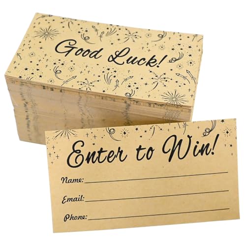 EcoDispose Enter to Win Cards 3.5"x2" Black and Kraft Paper Entry Form Raffle Tickets for Events Contest,Carnivals,Fairs,Ballots and More With Space for Collect Name Email Phone