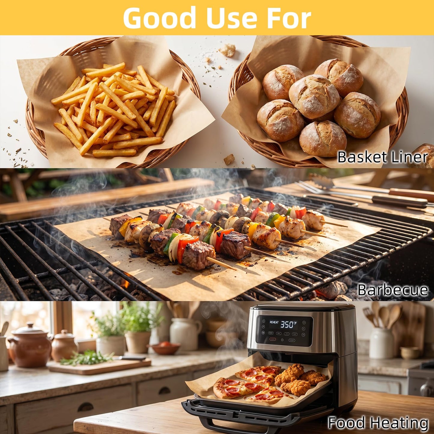 EcoDispose 12"x12" Grease Resistant Non-Stick Deli Parchment Paper