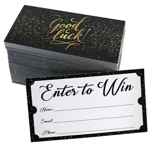 EcoDispose Enter to Win Cards 3.5"x2" Black and Kraft Paper Entry Form Raffle Tickets for Events Contest,Carnivals,Fairs,Ballots and More With Space for Collect Name Email Phone