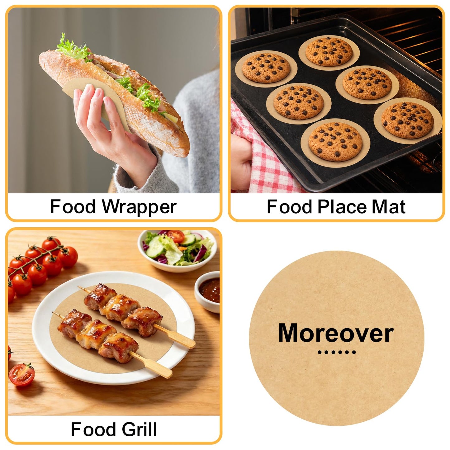 EcoDispose  5 Inch Round Non-Stick Kraft Hamburger Patty Paper